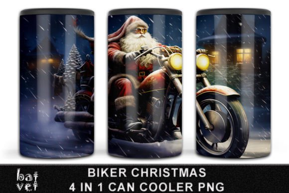 Download Biker Christmas Can Cooler PNG Design - Can cool Collection