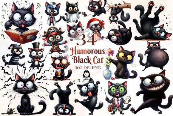 Download Humorous Black Cat Sublimation Clipart - Humor Collection