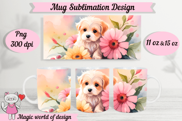 Download Cute Puppy Mug Sublimation Designs PNG, - Premium Bundle